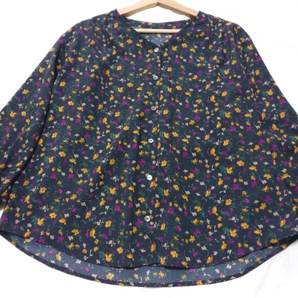 LEPSIM Floral V-Neck Blouse - Size L - Picture 3 of 7